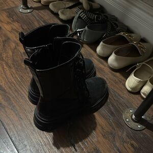 Misguided Black Patent Faux Leather Combat Boots size 9